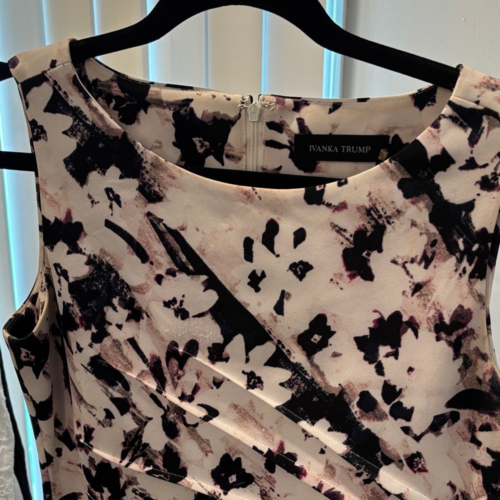 Ivanka Trump Black and Cream Floral Midi Dress